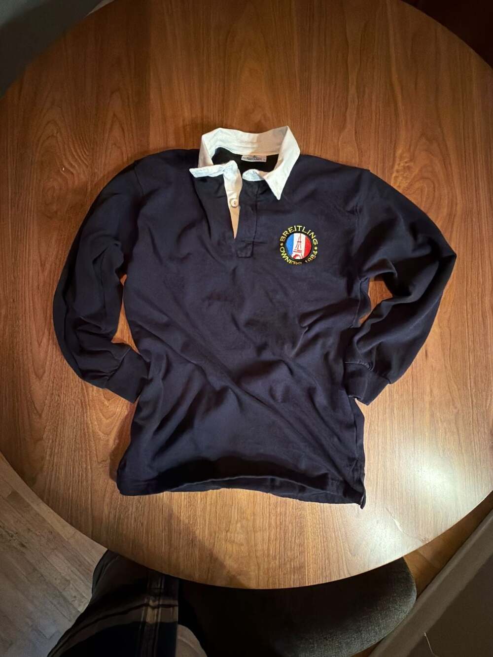 Front Row Breitling Owners 1884 Heavyweight Rugby Shirt Size M Blue